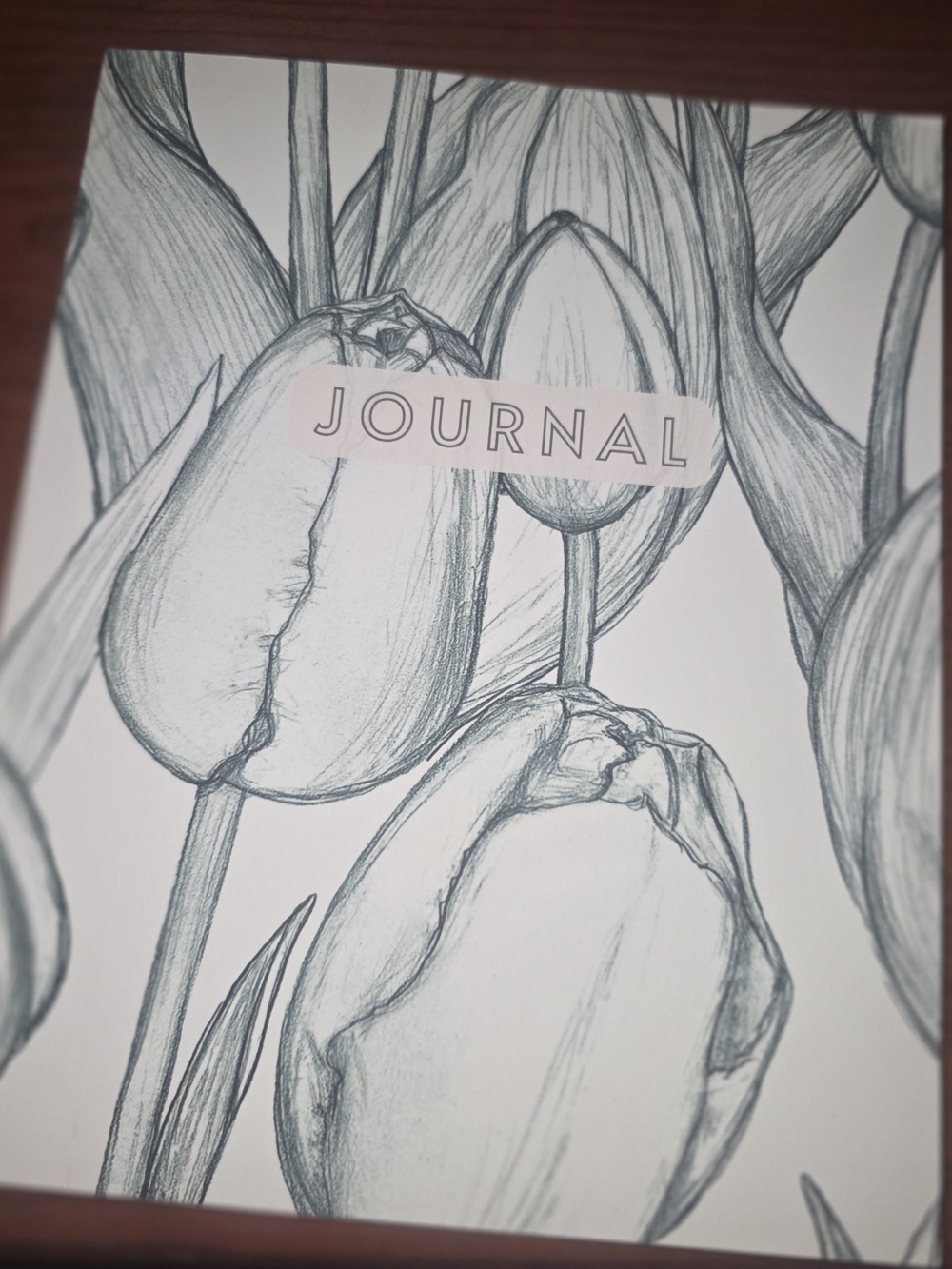 Floral Sketch Journal Notebook in White - Minimal Tulip Design